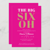 ピンク金ゴールド60thサプライズ誕生日 エレガント 招待状 (正面/裏面)