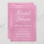 ピンク金属箔ガーリーストライプのブライダルシャワー 招待状 (正面/裏面)