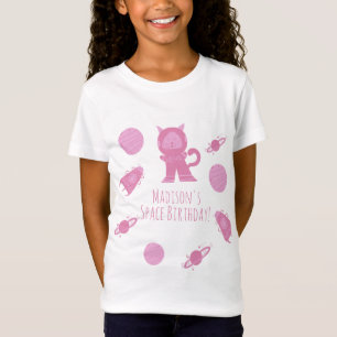 ピンク銀河宇宙猫の誕生日 Tシャツ