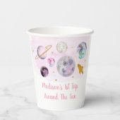 ピンク銀河系ファーストトのまわりにリップザサン誕生日 紙コップ (裏面)