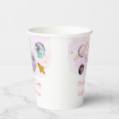 ピンク銀河系ファーストトのまわりにリップザサン誕生日 紙コップ (右)