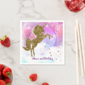 ピンク銀河系マジカルユニコーンスパークルバースデーパーティー スタンダードカクテルナプキン (インサイチュ)