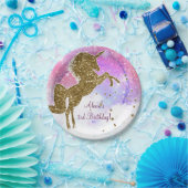 ピンク銀河系マジカルユニコーンスパークルバースデーパーティー ペーパープレート (パーティー)