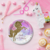 ピンク銀河系マジカルユニコーンスパークルバースデーパーティー ペーパープレート (パーティー)
