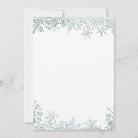 ピンク銀色のスノーフレーク赤ちゃんシャワー 招待状 (裏面)