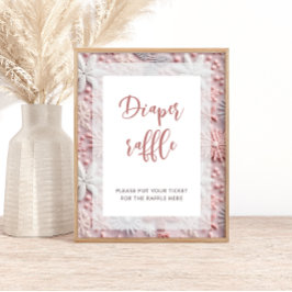 ピンク銀雪片おむつラッフルベビーシャワー ポスター