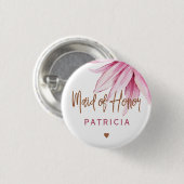 ピンク銅スクリプトブライダルシャワーメイド・オブ・オーナー(花嫁付き添い人) 缶バッジ (正面&裏面)