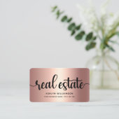 ピンク銅ブラックフォト実在エステートエージェントQRコード 名刺 (スタンド正面)