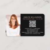 ピンク銅ブラックフォト実在エステートエージェントQRコード 名刺 (裏面)