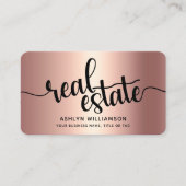 ピンク銅実在黒地所代理店写真QRコード 名刺 (正面)