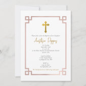 ピンク鍵ギリシャ正統《キリスト教》洗礼式や命名式ガールバプテスマ 招待状 (正面)