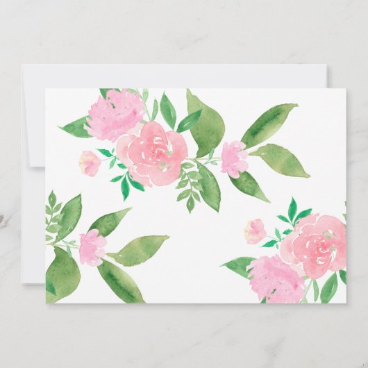 ピンク開花と書結婚道のブライダルシャワー 招待状 (裏面)