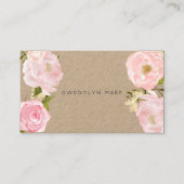 ピンク開花クラフトフラワーズボーティシャン美容師 名刺 (正面)