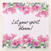 ピンク開花スピリットコースター ガラスコースター (正面)