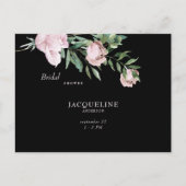 ピンク開花ズオブラブブラックブライダルシャワー招待状 ポストカード (正面)