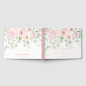 ピンク開花フローラアジサイ結婚ズゲストブック ゲストブック (全面)