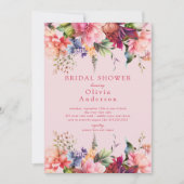 ピンク開花ブライダルシャワー 招待状 (正面)