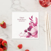 ピンク開花水彩カスタムブライダルシャワー スタンダードカクテルナプキン (インサイチュ)