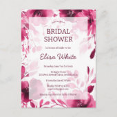 ピンク開花水彩ブライダルシャワーカスタム ポストカード (正面)