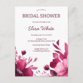 ピンク開花水彩ブライダルシャワーカスタム ポストカード (正面)