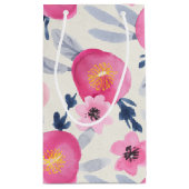 ピンク開花水彩花模様抱き枕 スモールペーパーバッグ (裏面)