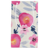 ピンク開花水彩花模様抱き枕 スモールペーパーバッグ (正面)