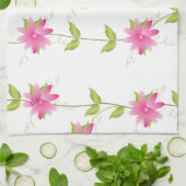 ピンク開花 キッチンタオル (折り畳み)