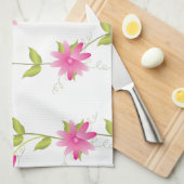 ピンク開花 キッチンタオル (四つ折り)