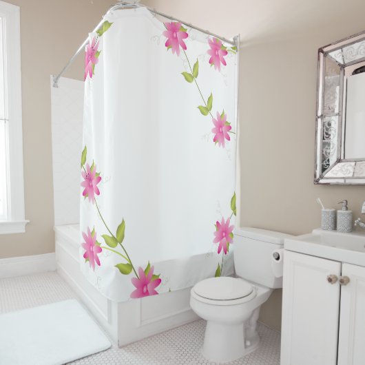 ピンク開花 シャワーカーテン (インサイチュ)