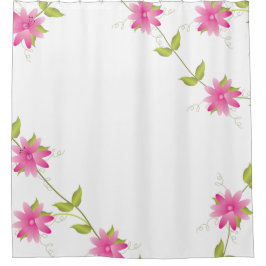 ピンク開花 シャワーカーテン