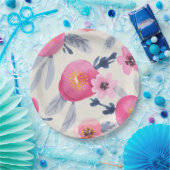 ピンク開花 ペーパープレート (パーティー)