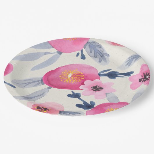 ピンク開花 ペーパープレート (アングル)