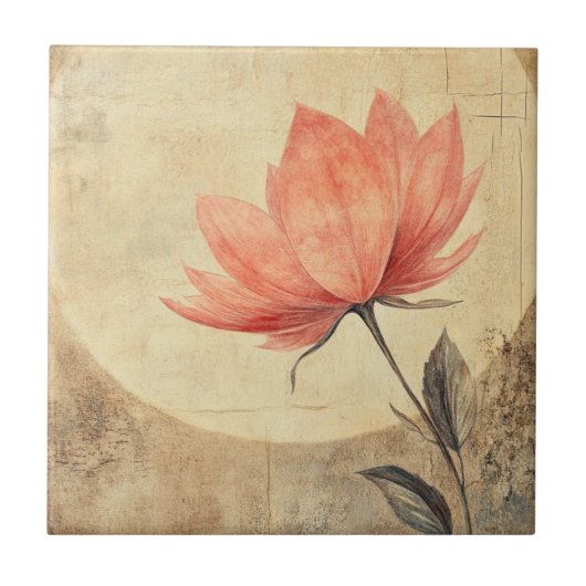 ピンク開花&ムーンライトセレニティ タイル (正面)