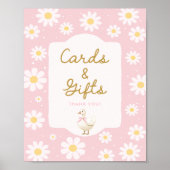 ピンク間抜けのガチョウとデイジーのカードとギフト ポスター (正面)