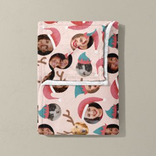 ピンク間抜けのクリスマスクルー6枚 フリースブランケット