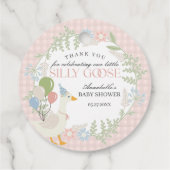 ピンク間抜けガチョウフローラギンガムベビーシャワーの好意 フェイバータグ (裏面)