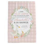 ピンク間抜けガチョウフローラギンガムベビーシャワー特典 ミディアムペーパーバッグ (裏面)