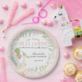 ピンク間抜けガチョウフローラギンガムベビーシャワー ペーパープレート (パーティー)