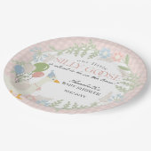 ピンク間抜けガチョウフローラギンガムベビーシャワー ペーパープレート (アングル)