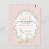 ピンク間抜けガチョウフローラギンガムベビーシャワー ポストカード (正面/裏面)