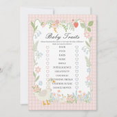 ピンク間抜けガチョウフローラギンガムベビー特徴ゲーム 招待状 (正面)