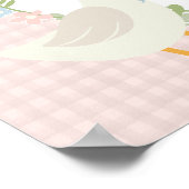 ピンク間抜けグースギンガム誕生日ウェルカムサイン ポスター (角)