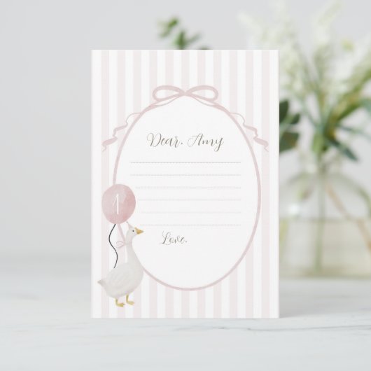 ピンク間抜けグースタイムカプセルカード 招待状 (スタンド正面)