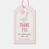 ピンク間抜けグースバルーンガール誕生日 ギフトタグ (正面)