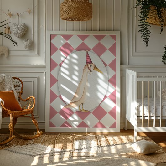ピンク間抜けグース子供部屋ウォールアートプリント ポスター