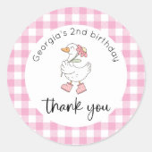 ピンク間抜けグース誕生日ありがとう ラウンドシール (正面)