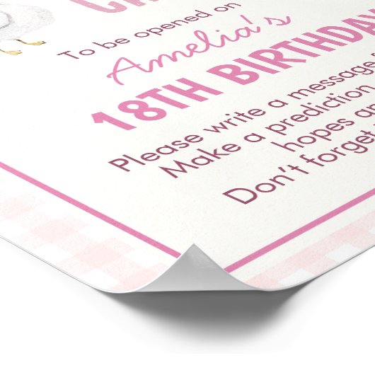 ピンク間抜けグース誕生日タイムカプセル記号 ポスター (角)