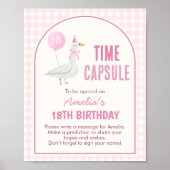 ピンク間抜けグース誕生日タイムカプセル記号 ポスター (正面)