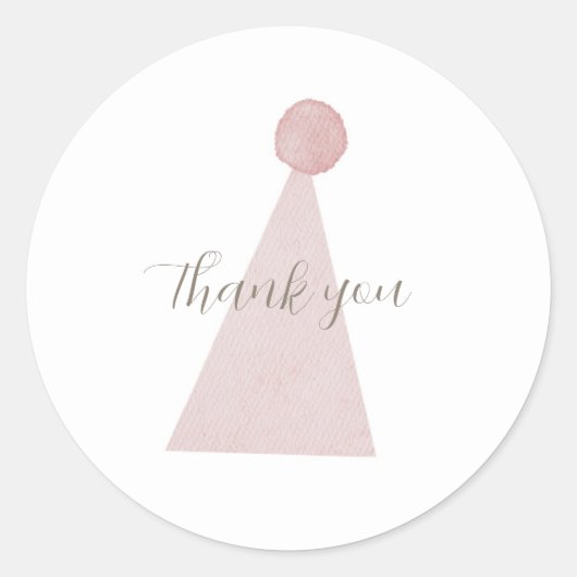 ピンク間抜けグース誕生日ハッ感謝していトユー・ステッカー ラウンドシール (正面)