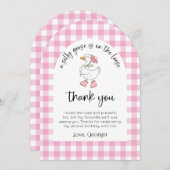 ピンク間抜けグース誕生日写真サンキューカード 招待状 (正面/裏面)